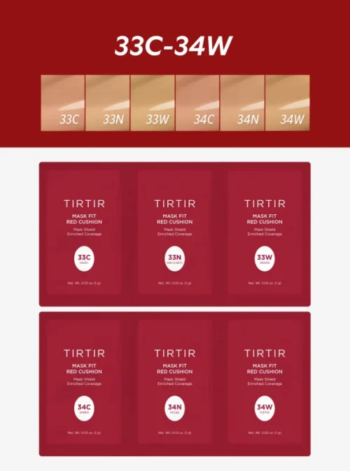 TIRTIR Mask Fit Red Cushion 6 Shade Trial Kit – 33C,33N,33W,34C,34N,34W