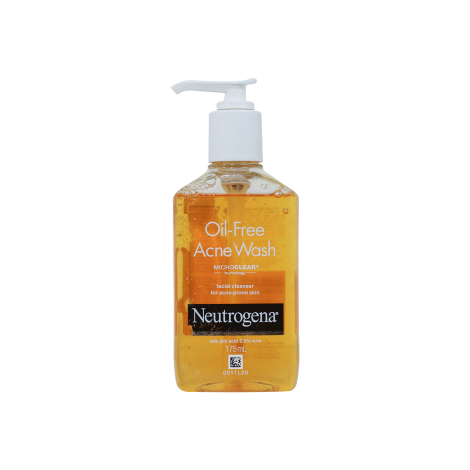 Neutrogena Oil Free Acne Wash Facial Cleanser 175ml with 2 percent salicylic acid for acne-prone skin, deep pore cleansing, oil control, and clearer-looking skin