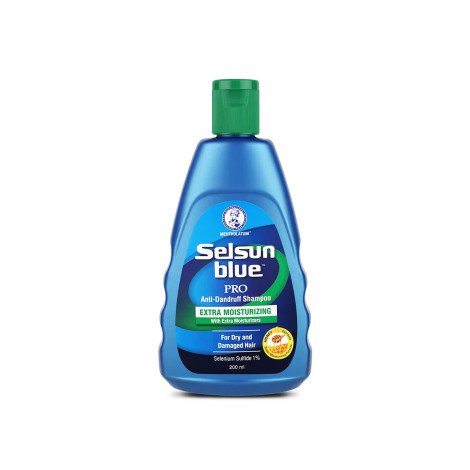 Selsun Blue Pro Extra Moisturizing Anti-Dandruff Shampoo 120ml for dry hair and dry scalp helps control dandruff flakes, relieve itching, moisturize hair, and leave it soft, smooth, and healthy-looking